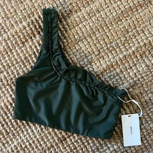MIKOH Hukilau cutout detailed one shoulder top in jungle NWT Size S